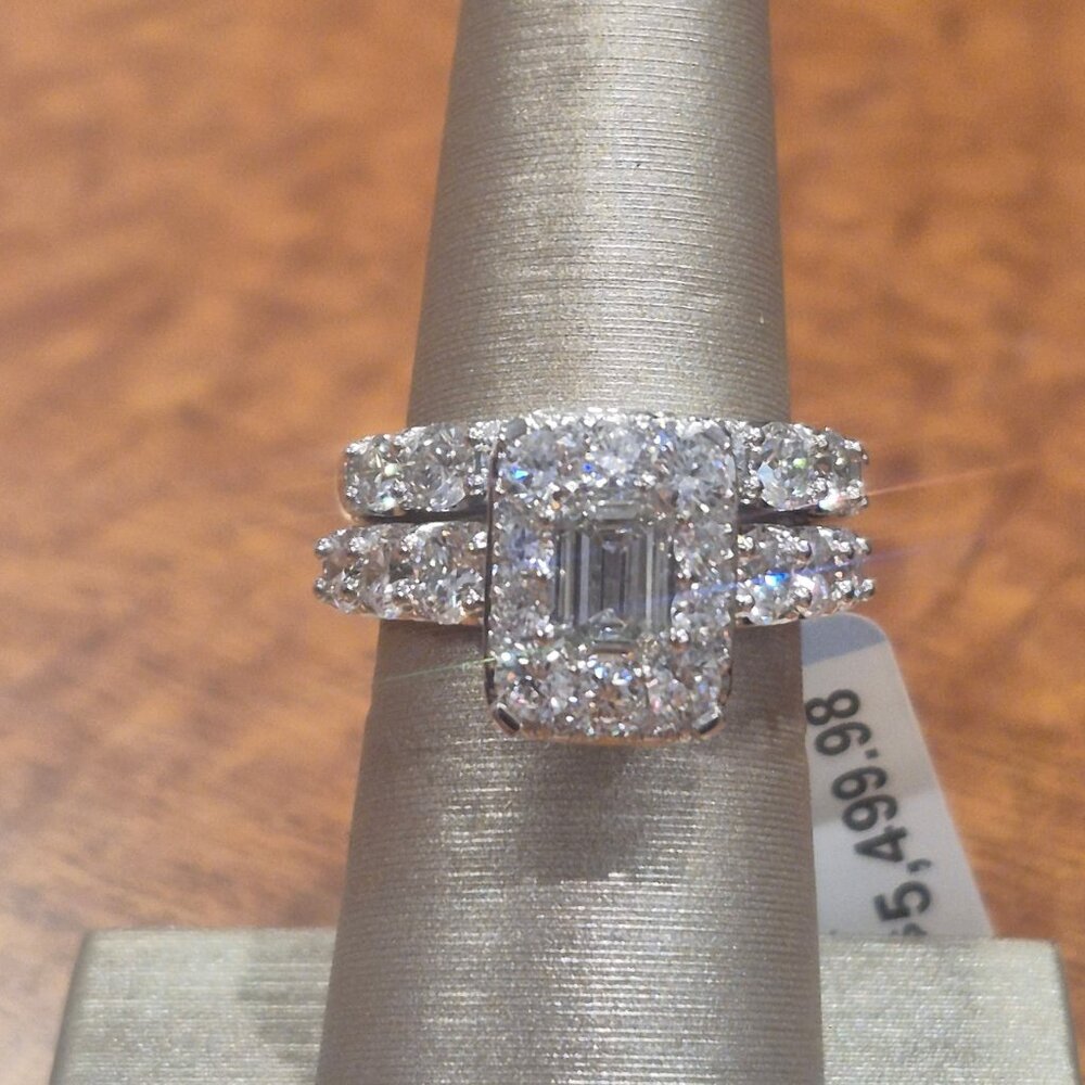 4 Karat 14k White Gold Genuine Diamond Engagement And Wedding rings